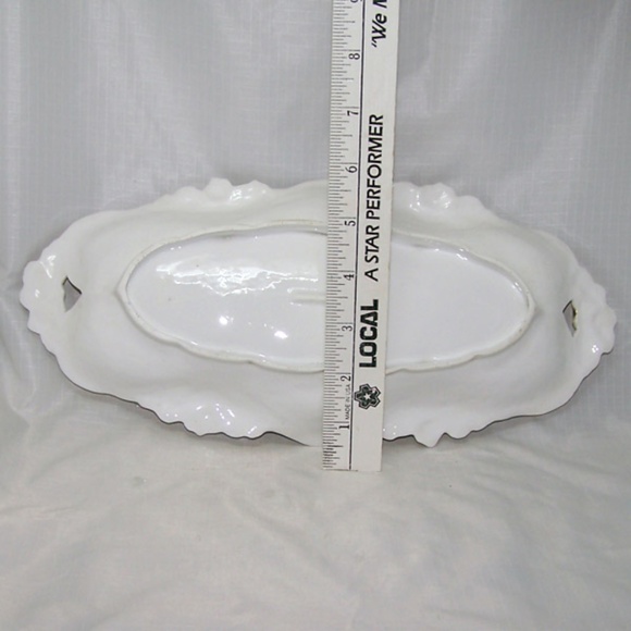 R S Prussia Roses Molded Handled Oblong Celery Bowl Serving Dish - Picture 3 of 6